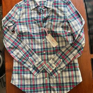 Vineyard Vines Blue and Green Casual Button Down Shirt